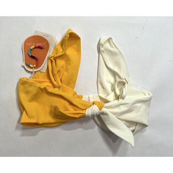 Saudade de Voce Ouro Bikini Top in Yellow & White - Picture 3 of 5